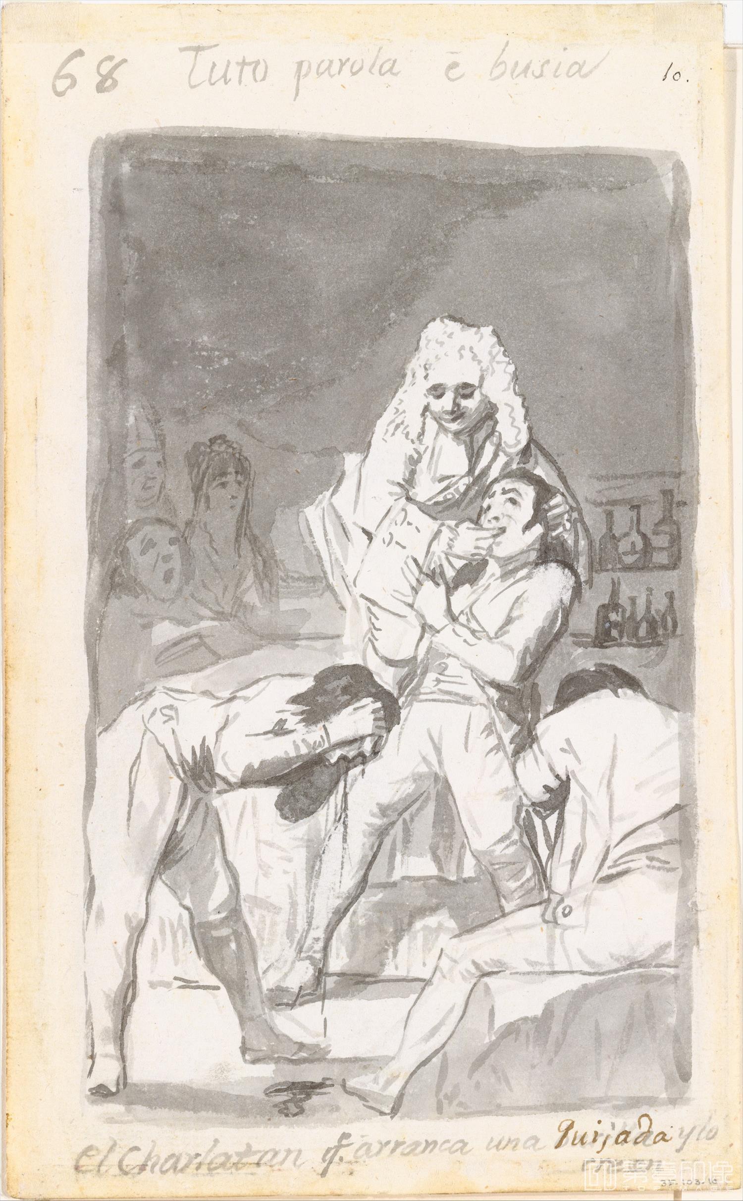 素描-美国纽约大都会美术馆素描藏画-GoyaAt the Count Palatine's (Al Conde Palatino)-0992